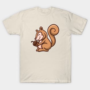 cute squirrel holding a nut T-Shirt